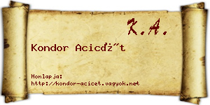 Kondor Acicét névjegykártya